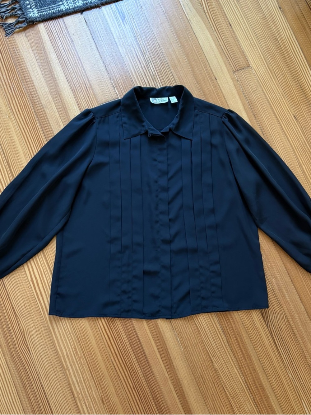 Black Pleated Front Blouse
